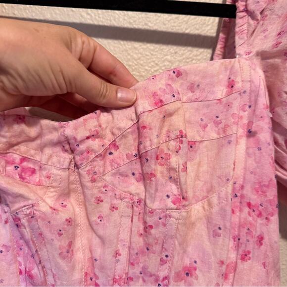 Bardot Revolve Pink Floral Kiah Corset Mini Dress Womens M Coquette Romantic - Picture 3 of 16